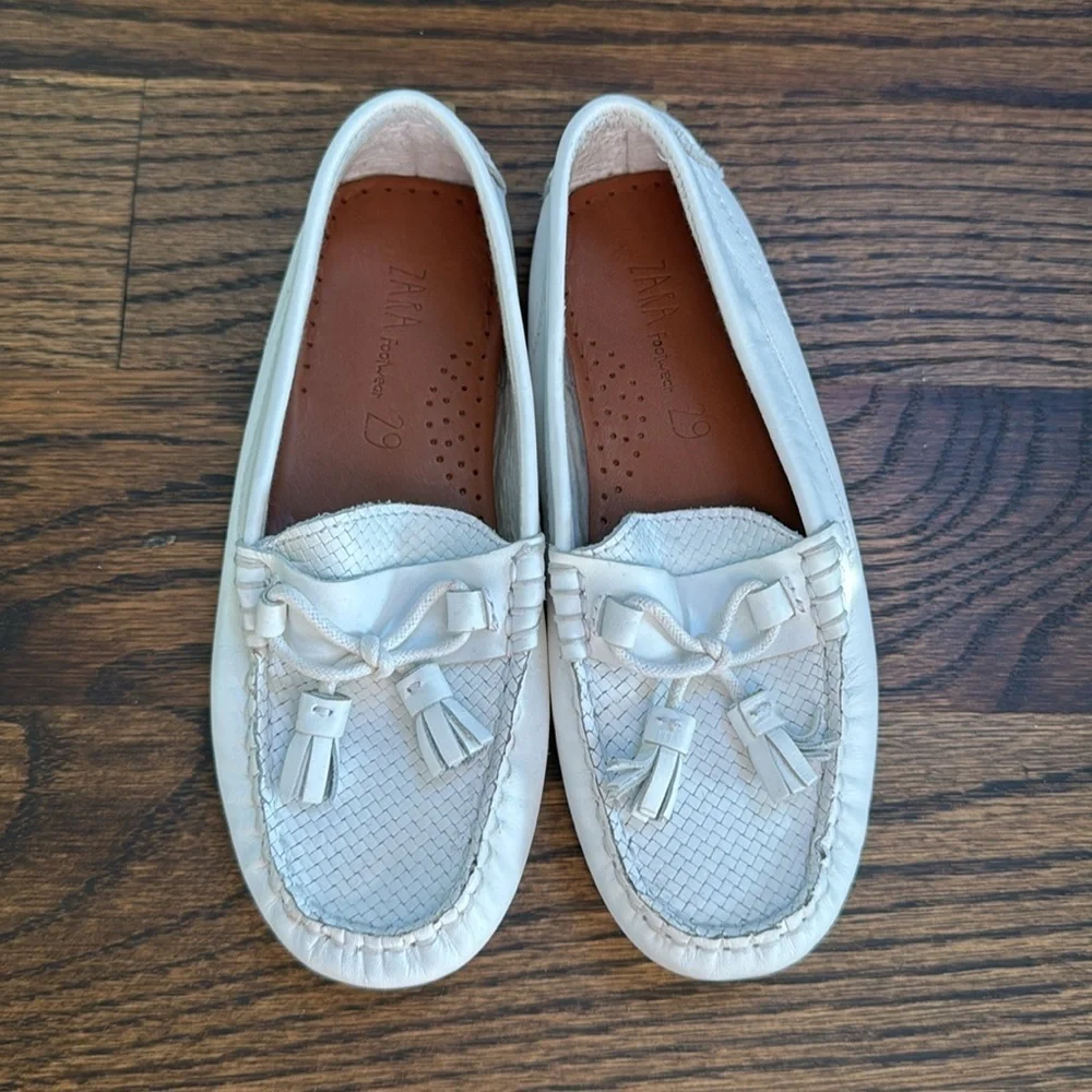 ZARA WHITE LEATHER MOCCASIN 4570/303 SZ EU 29/ US 10.5